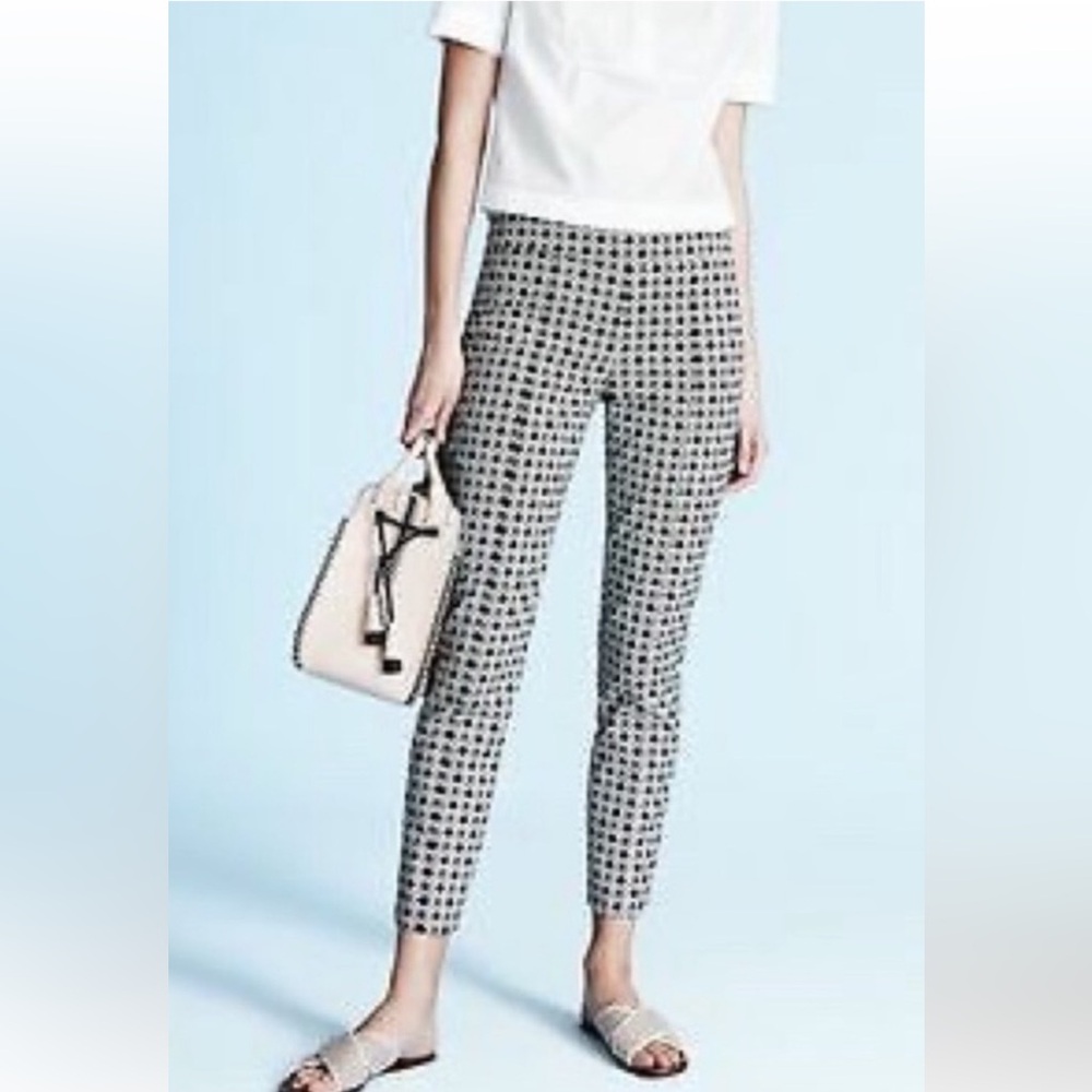 Tory Burch Callie Jacquard Black White with Ankle Pants with side zipper 4